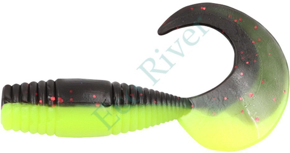 Твистер Yaman Pro Spry Tail, р.2 inch, цвет #32 - Black Red Flake/Chartreuse (уп. 10 шт.)