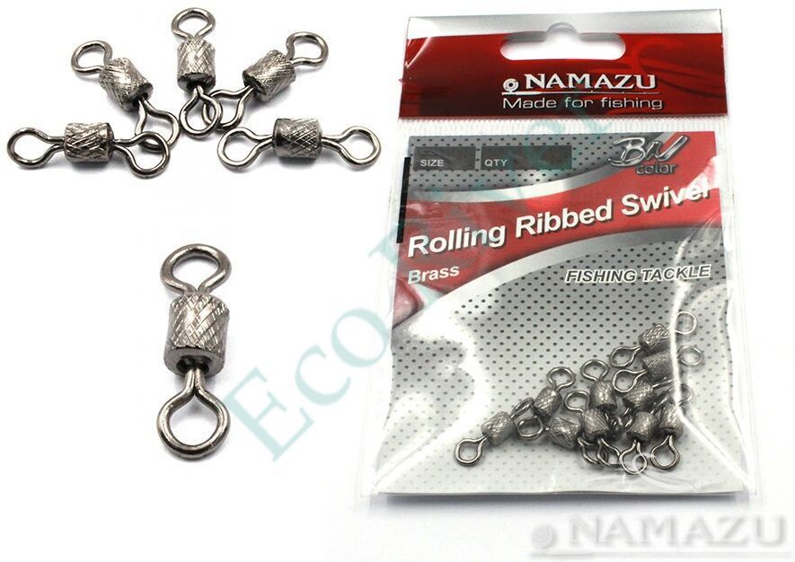 Вертлюг Namazu ROLLING RIBBED SWIVEL, латунь, цв. BN, р. 1/0, test-72 кг (уп.5 шт)/1000/